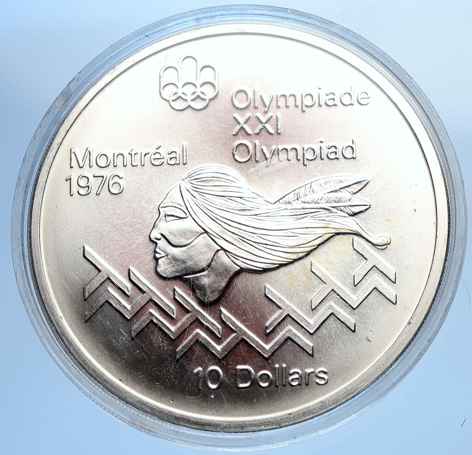 1975 CANADA Elizabeth II Olympics Montreal Men HURDLES BU Silver 10 Coin i107749