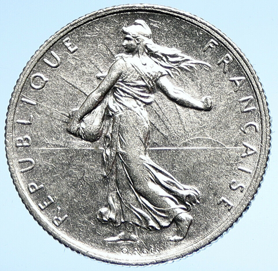 1919 FRANCE w La Semeuse Sower Woman Antique Silver 2 Francs French Coin i107899