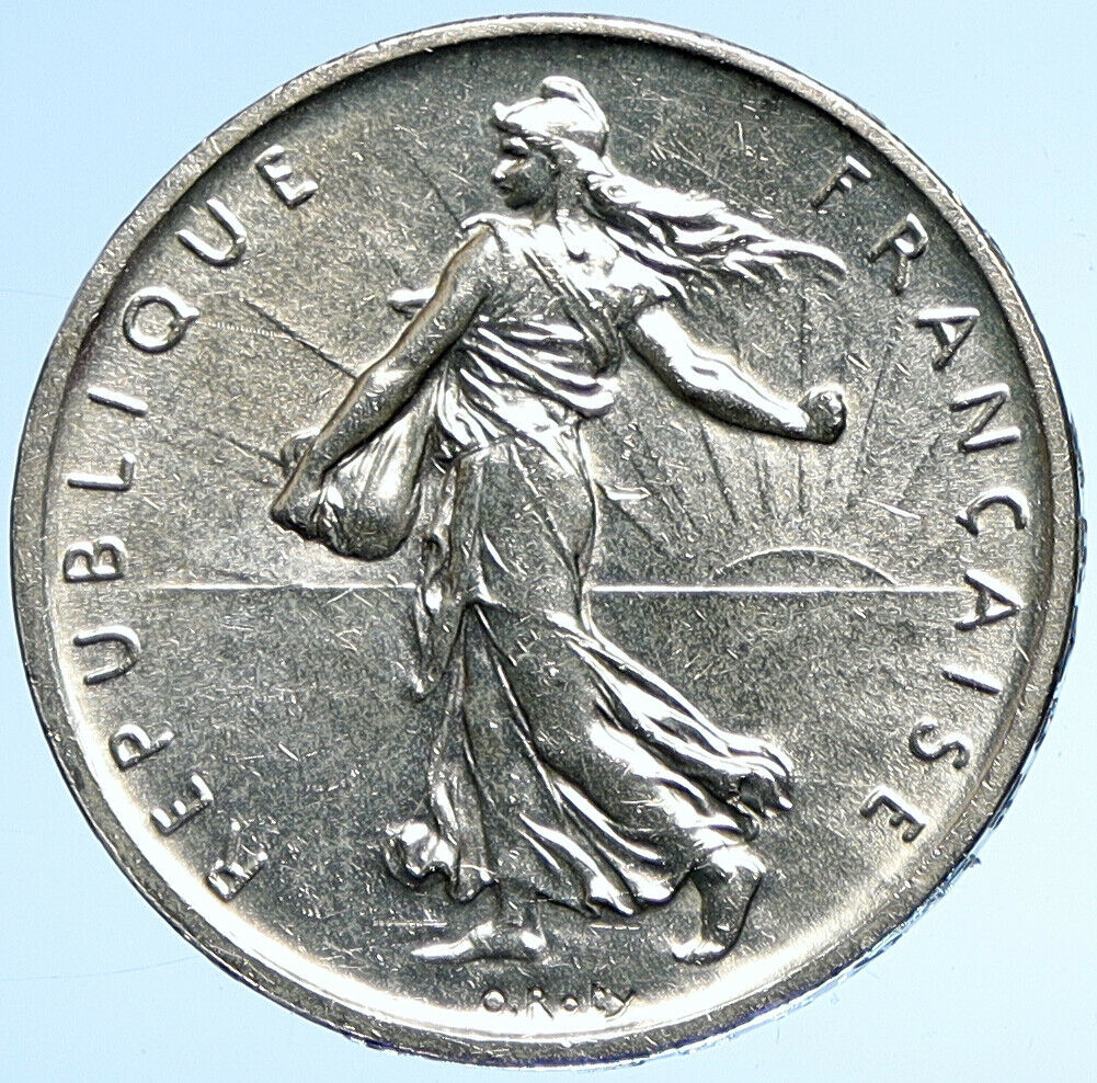 1960 FRANCE French LARGE w La Semeuse SOWER WOMAN Silver 5 Francs Coin i107895