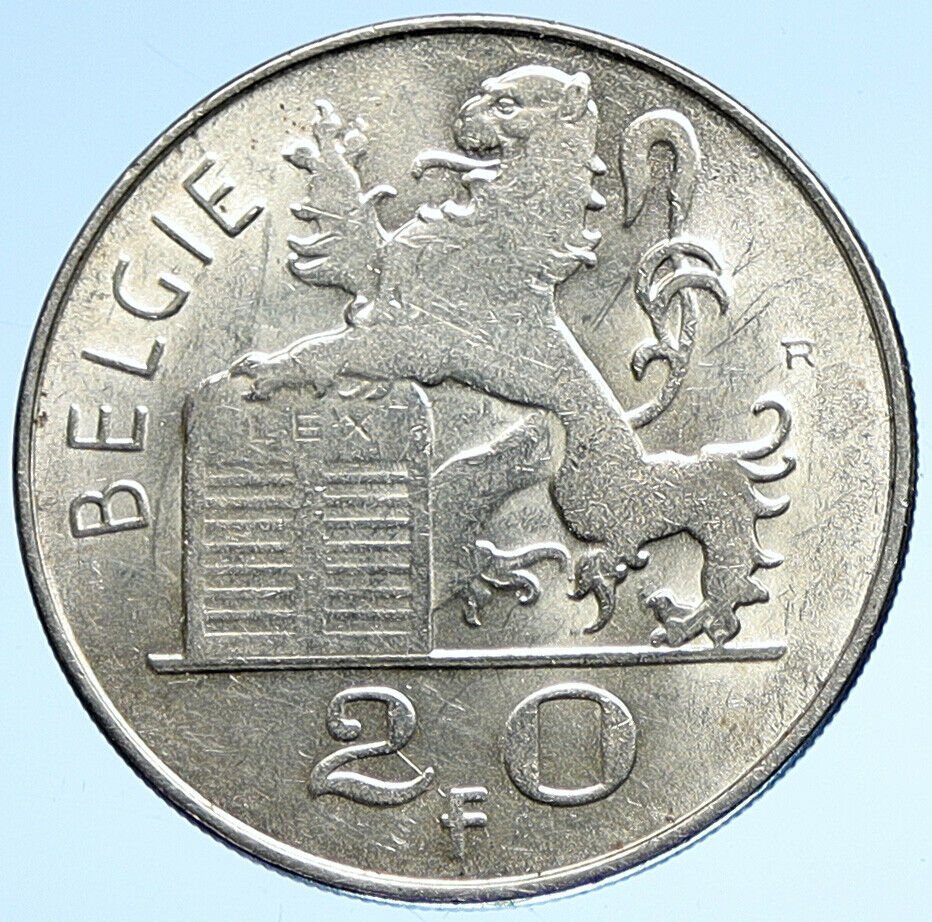 1949 BELGIUM with MERCURY Hermes VINTAGE Silver 20 Francs Belgian Coin i107900