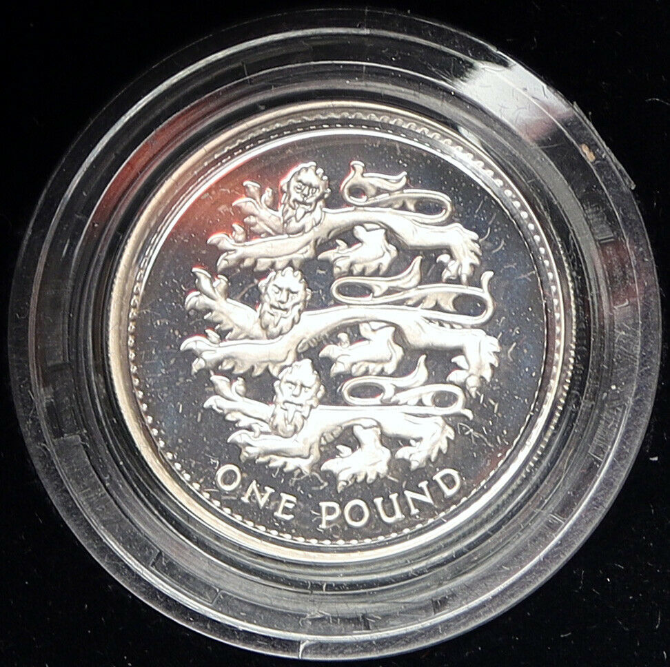 2002 GREAT BRITAIN UK Queen Elizabeth II w LIONS Proof Silver Pound Coin i107920