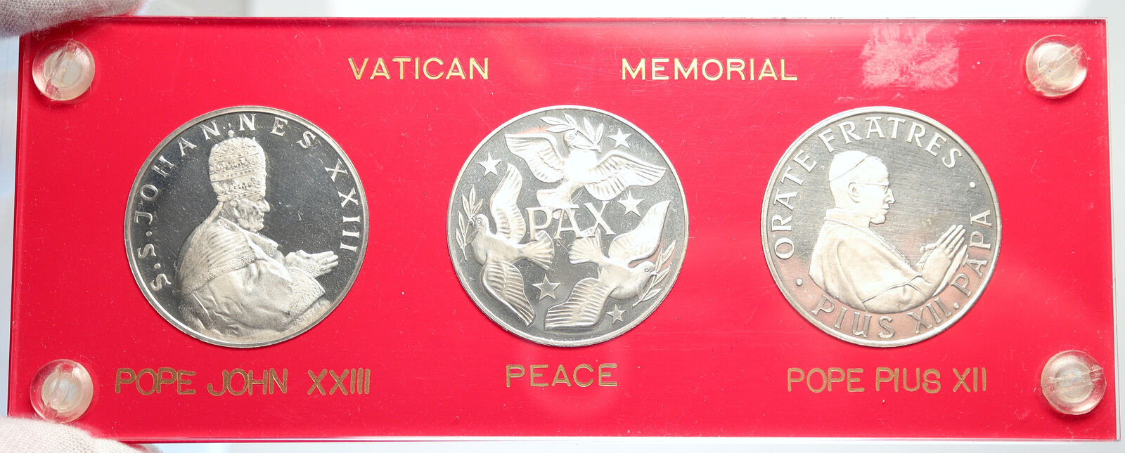 VATICAN CITY Italy POPE PIUS XII & XXIII & PAX Papal Silver 3 Medals Set i107922