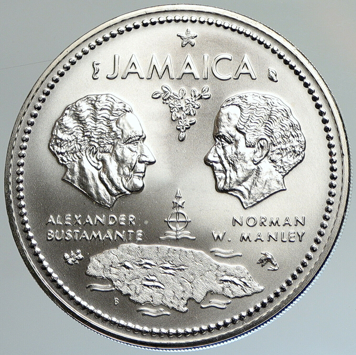 1972 JAMAICA 10th Independence Anniversary Old BU SILVER 10 Dollars Coin i107930