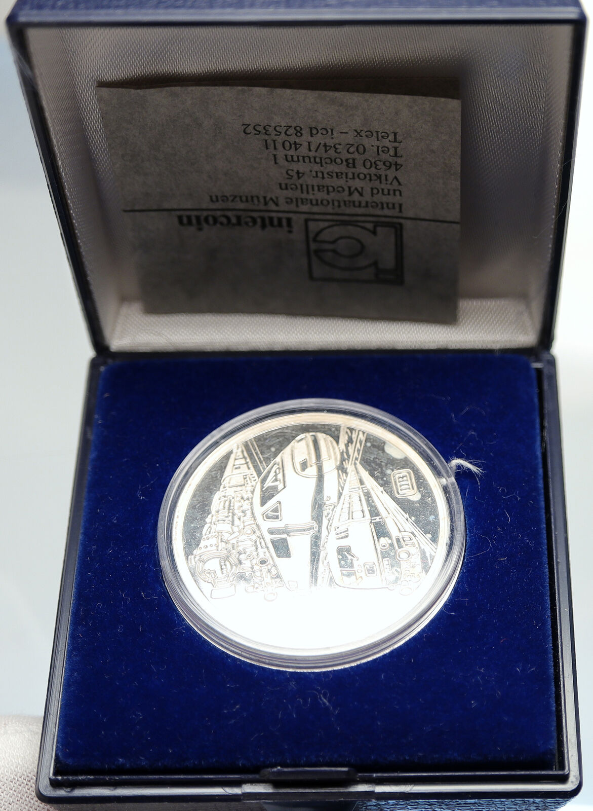 1985 GERMANY 150 Years DEUTSCHE BAHN 3 Trains Proof Silver German Medal i107934