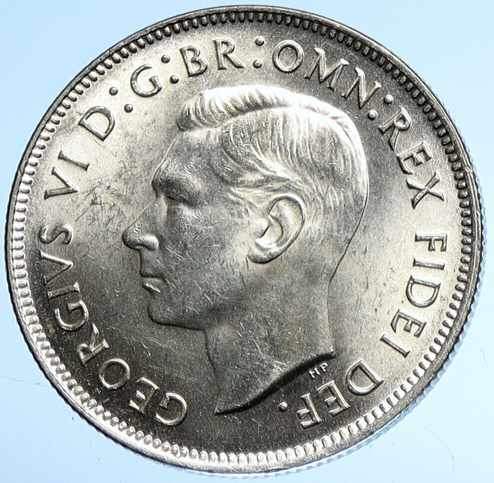 1951 AUSTRALIA King George VI 50th Anniv LARGE OLD Silver Florin Coin i107870