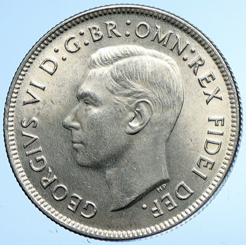 1951 AUSTRALIA King George VI 50th Anniv LARGE OLD Silver Florin Coin i107871