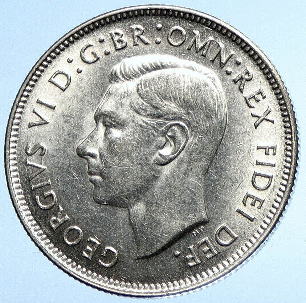 1951 AUSTRALIA King George VI 50th Anniv LARGE OLD Silver Florin Coin i107872