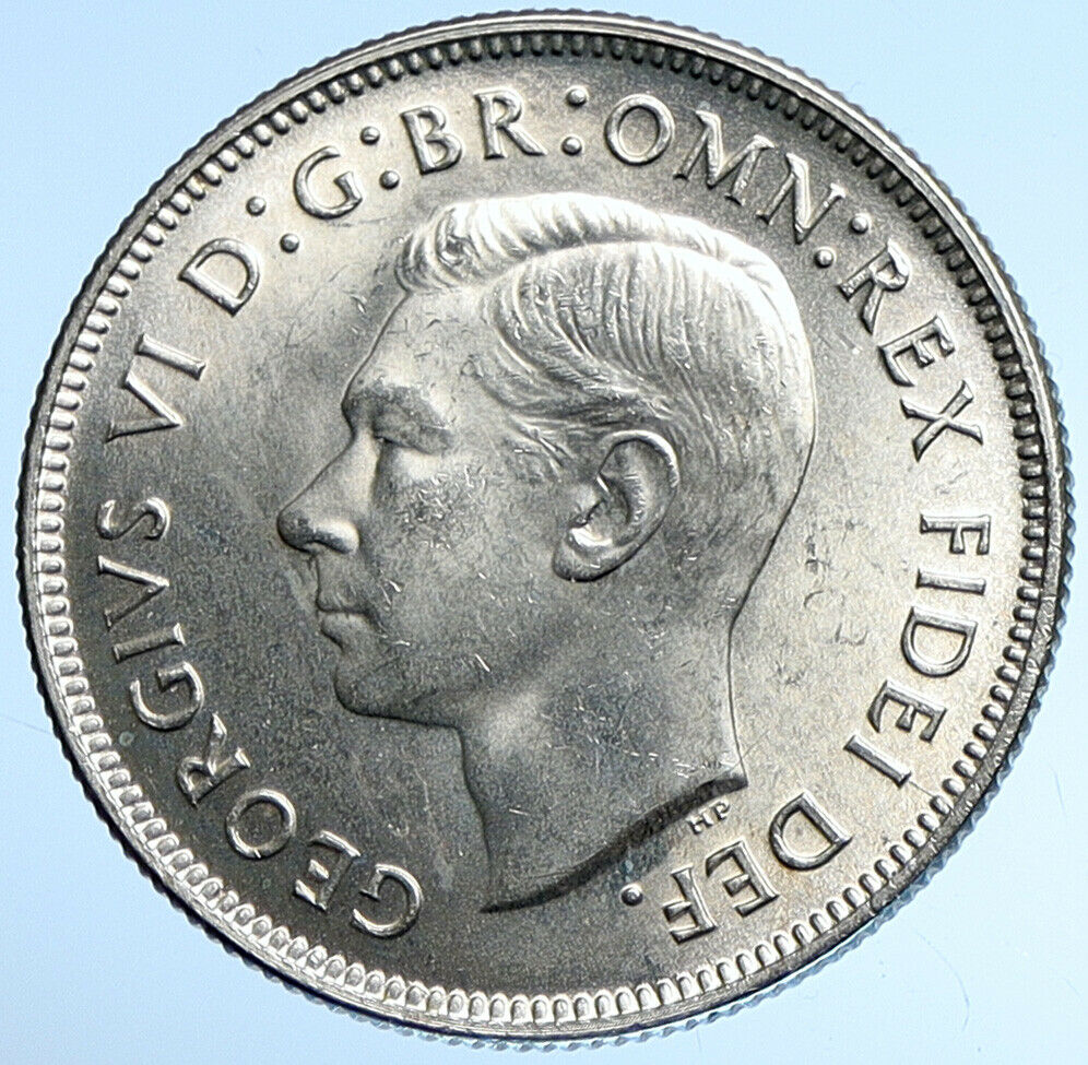 1951 AUSTRALIA King George VI 50th Anniv LARGE OLD Silver Florin Coin i107869