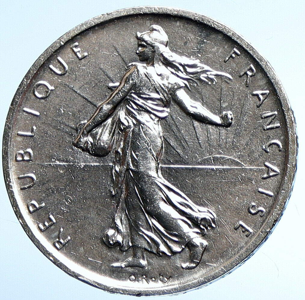 1960 FRANCE French LARGE w La Semeuse SOWER WOMAN Silver 5 Francs Coin i107852