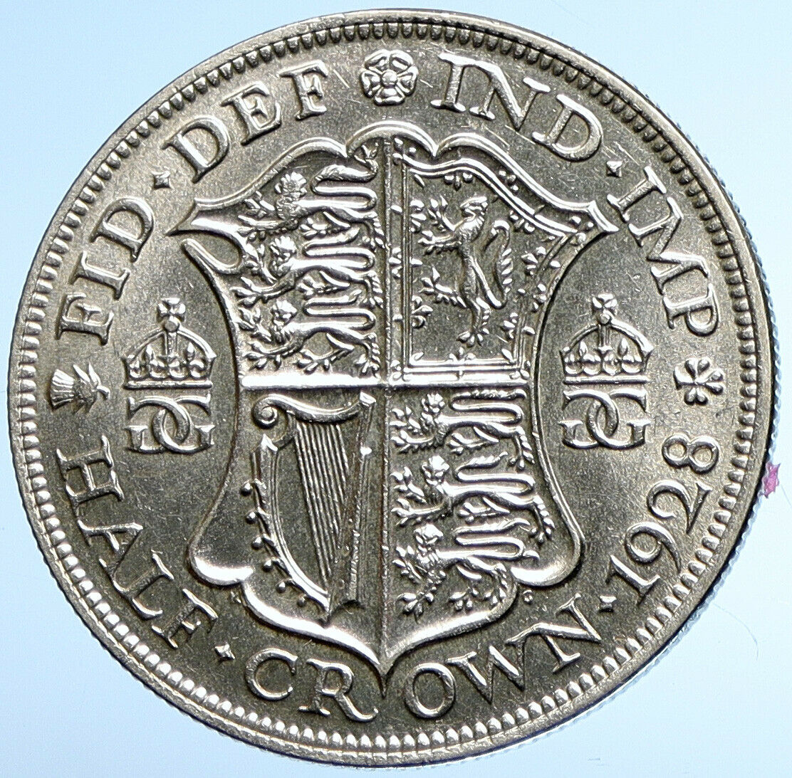 1928 Great Britain UK United Kingdom King George V SILVER 1/2 Crown Coin i107863