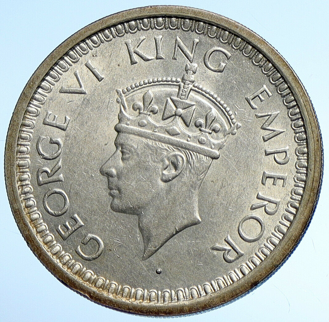 1945 B United Kingdom KING GEORGE VI British INDIA Old Silver Rupee Coin i107854