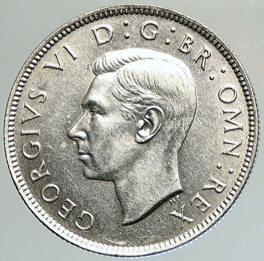 1941 United Kingdom Great Britain GEORGE VI Crowned Silver Florin Coin i107945