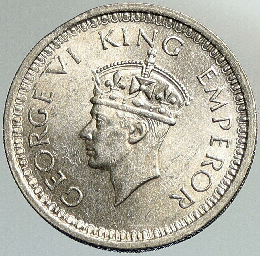 1945 L United Kingdom KING GEORGE VI British INDIA Old Silver Rupee Coin i107943