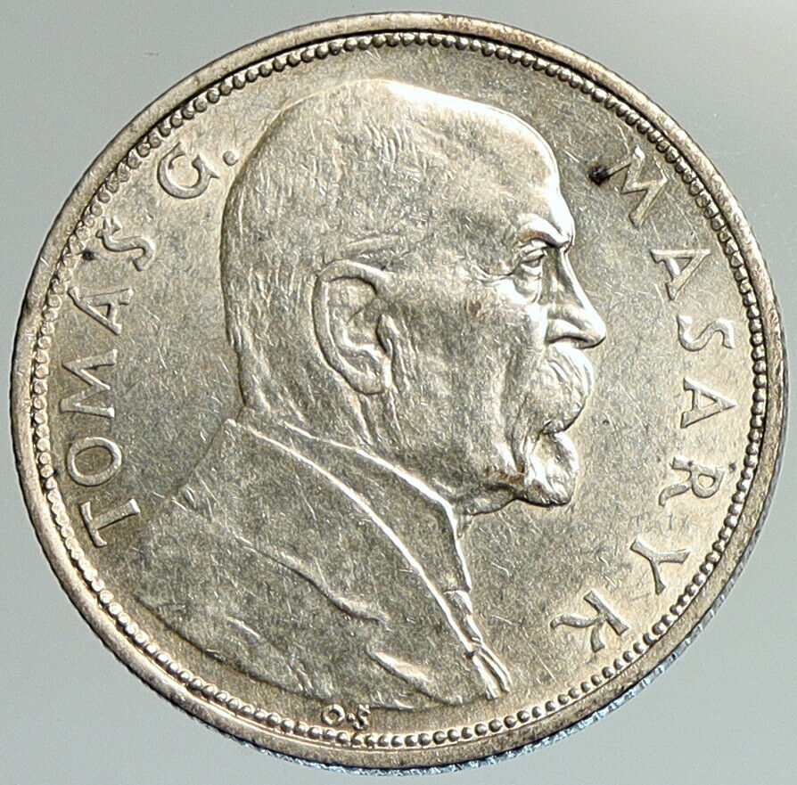 1928 CZECHOSLOVAKIA President Masaryk ANTIQUE Proof Silver 10 Korun Coin i107951