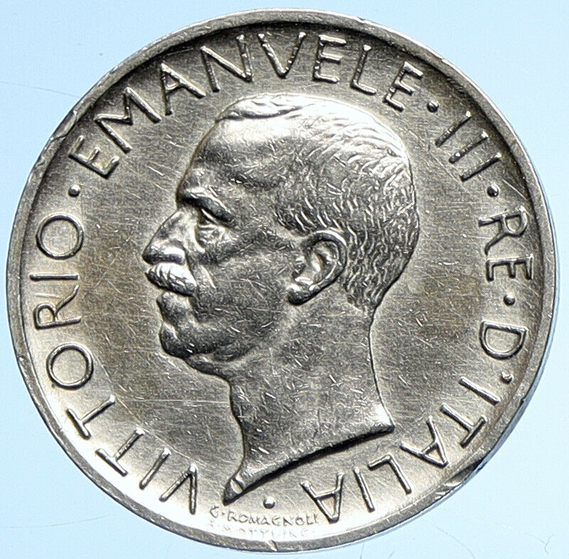 1929 ITALY King Victor Emmanuel III OLD Silver 5 Lire Italian Coin EAGLE i107888