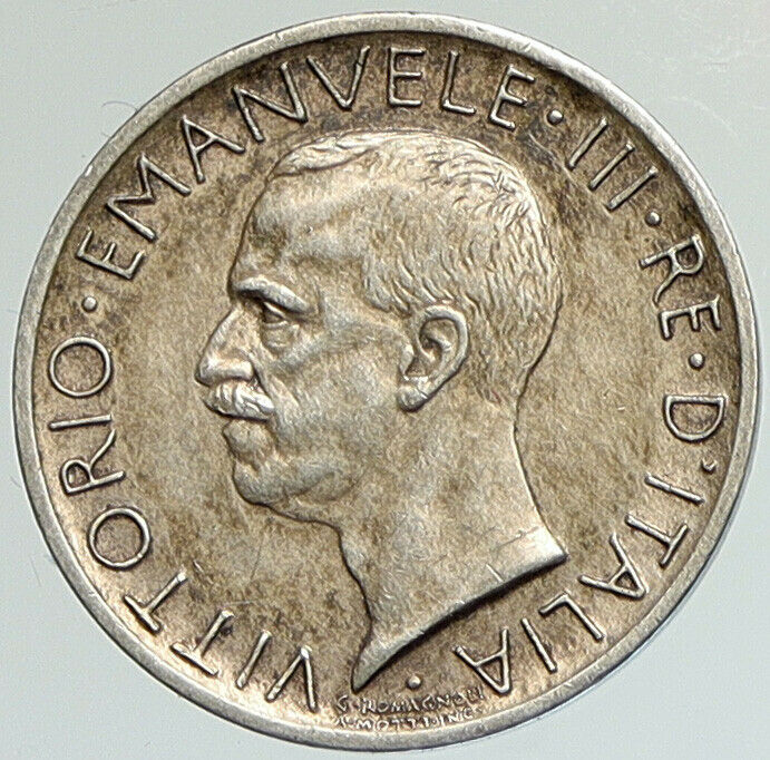 1927 R ITALY King Victor Emmanuel III Silver 5 Lire Italian Coin EAGLE i107942