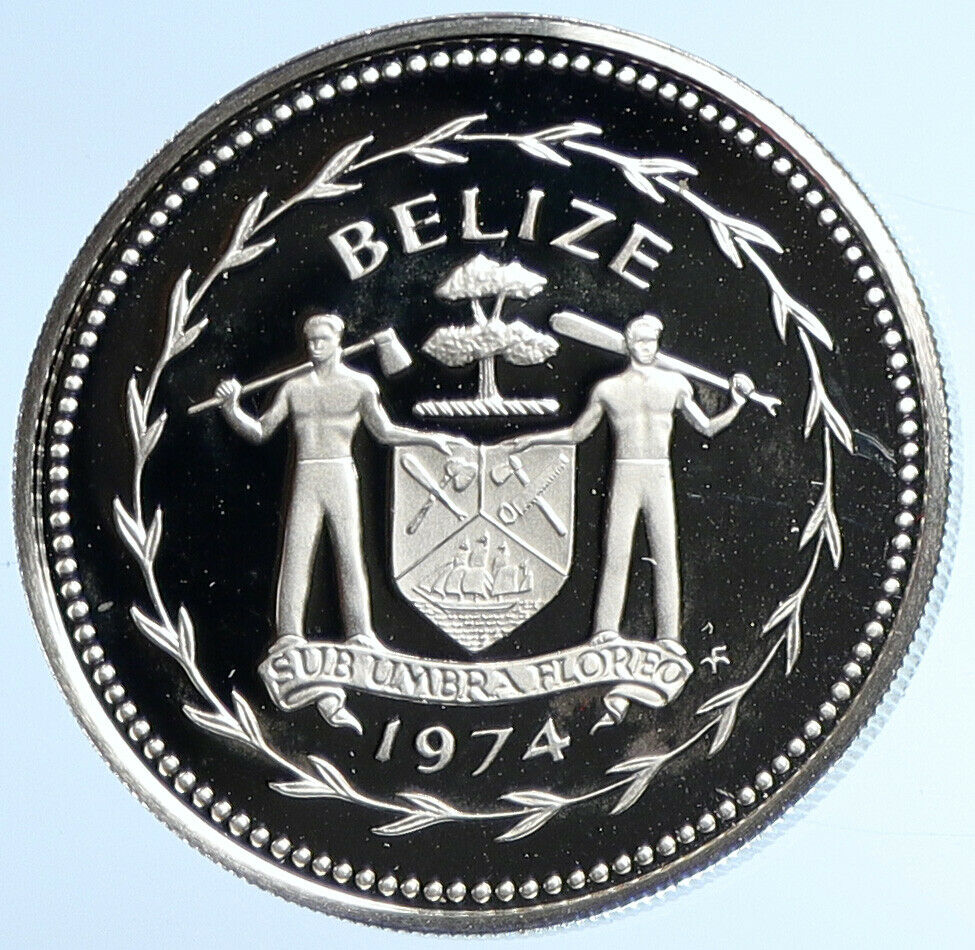 1974 BELIZE Avifauna FRIGATE BIRDS VINTAGE Proof Silver 50 Cents Coin i107881