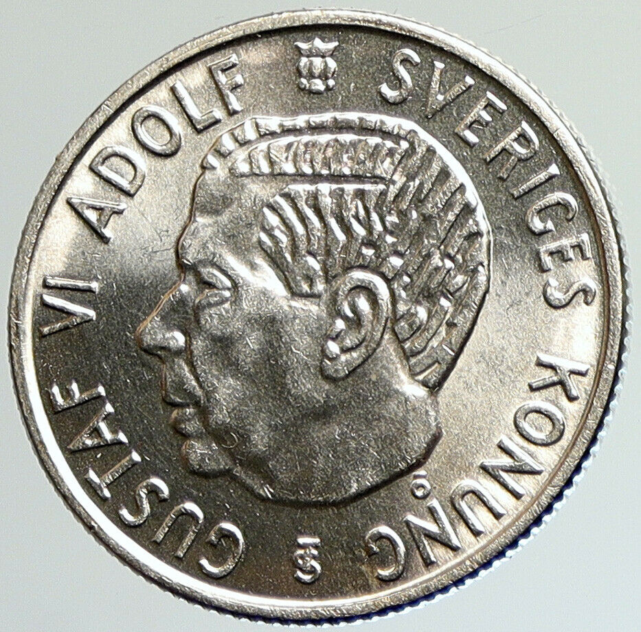 1954 SWEDEN King GUSTAV VI ADOLF 2 Kronor LARGE Old Silver SWEDISH Coin i107971