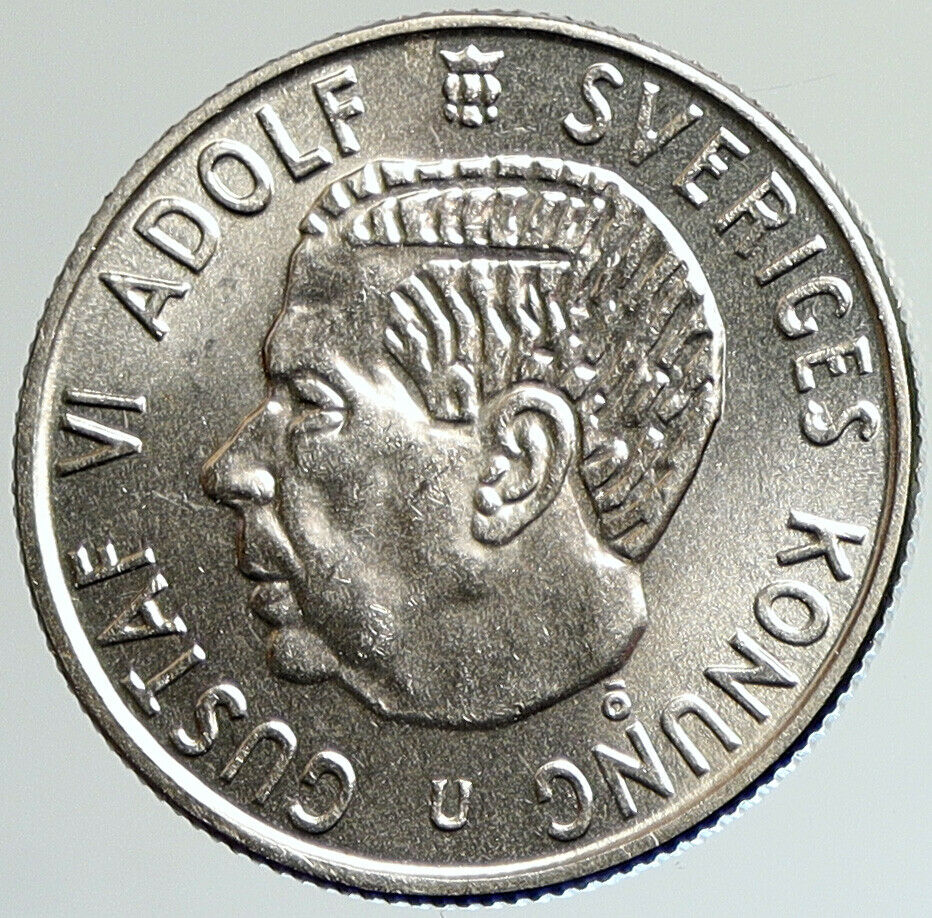 1964 SWEDEN King GUSTAV VI ADOLF 2 Kronor LARGE Silver SWEDISH Coin i107972