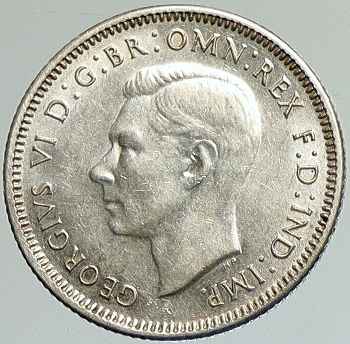 1943 S AUSTRALIA King George VI United Kingdom Silver Shilling Coin RAM i107969