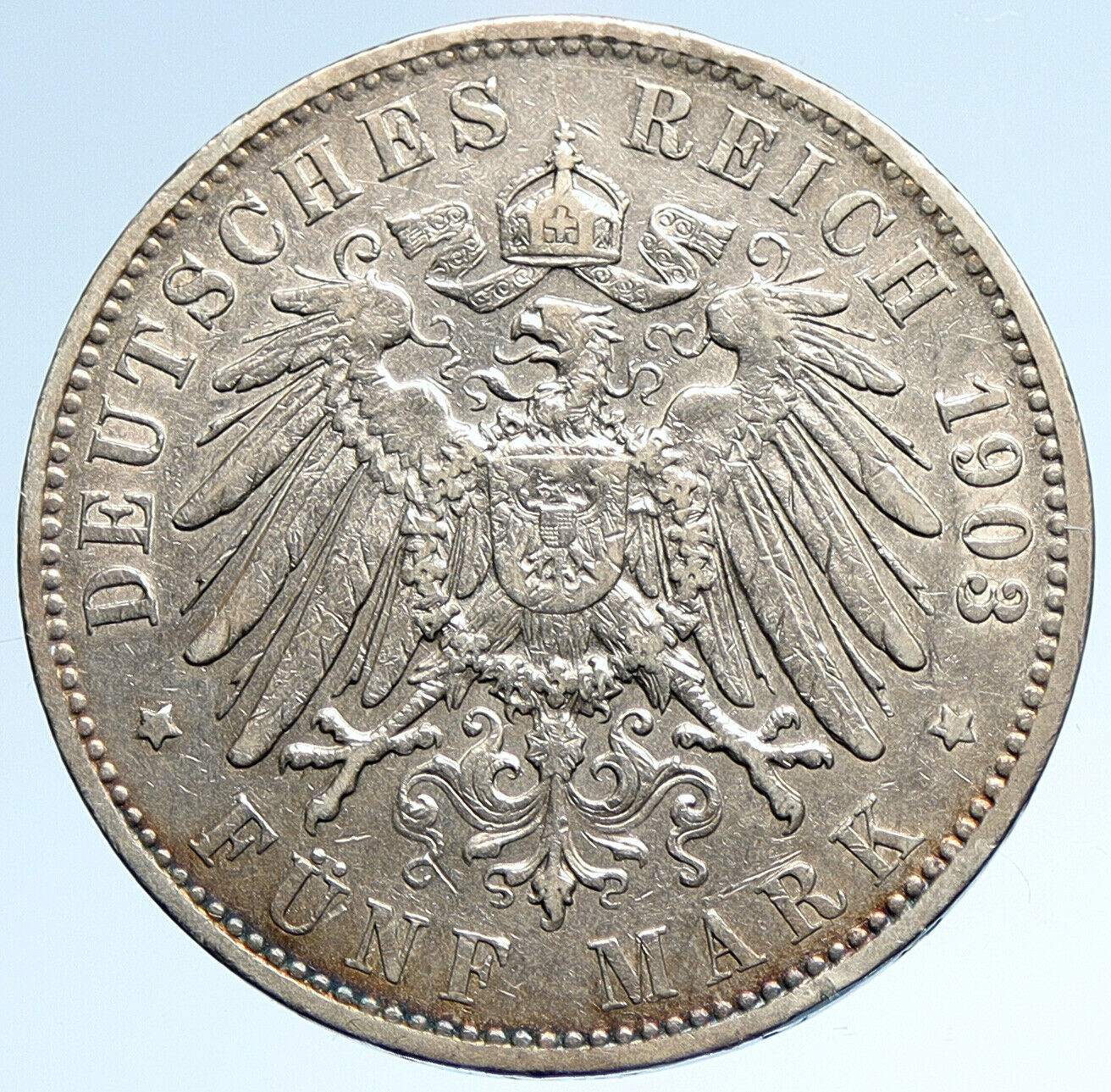 1903 J GERMANY German States HAMBURG w Lions Antique Silver 5 Mark Coin i107441