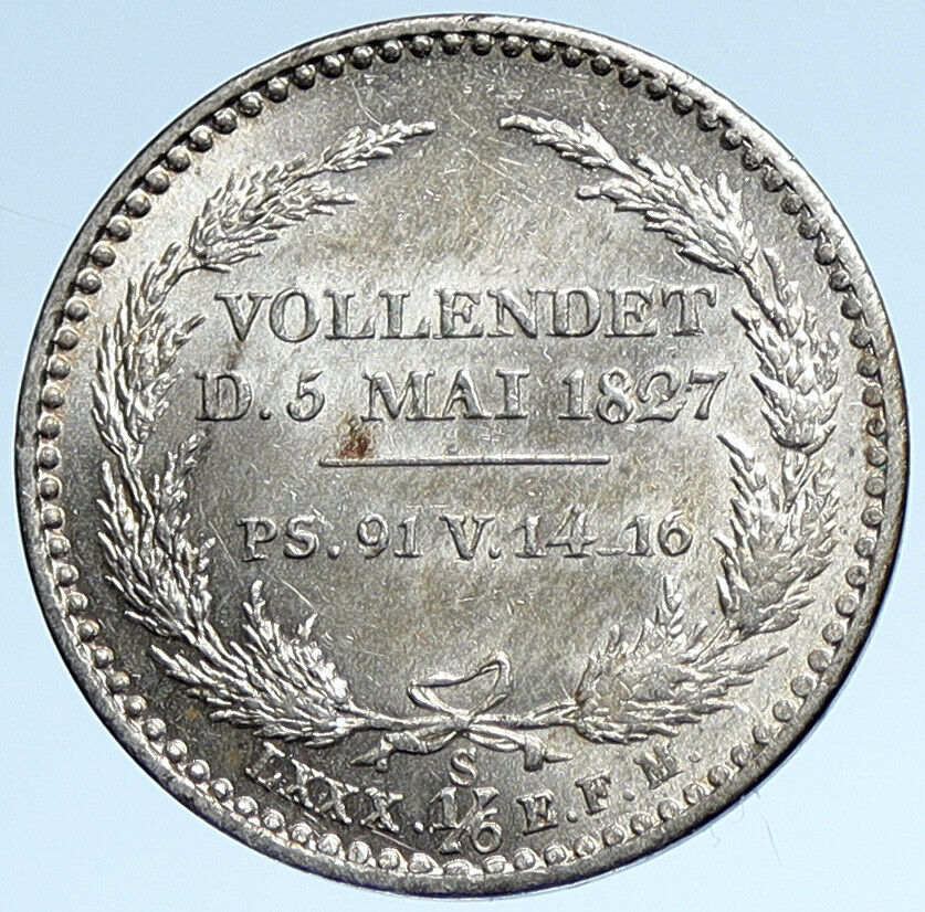 1827 German States SAXONY KING FRIEDRICH AUGUST I Silver 1/6 Thaler Coin i107416