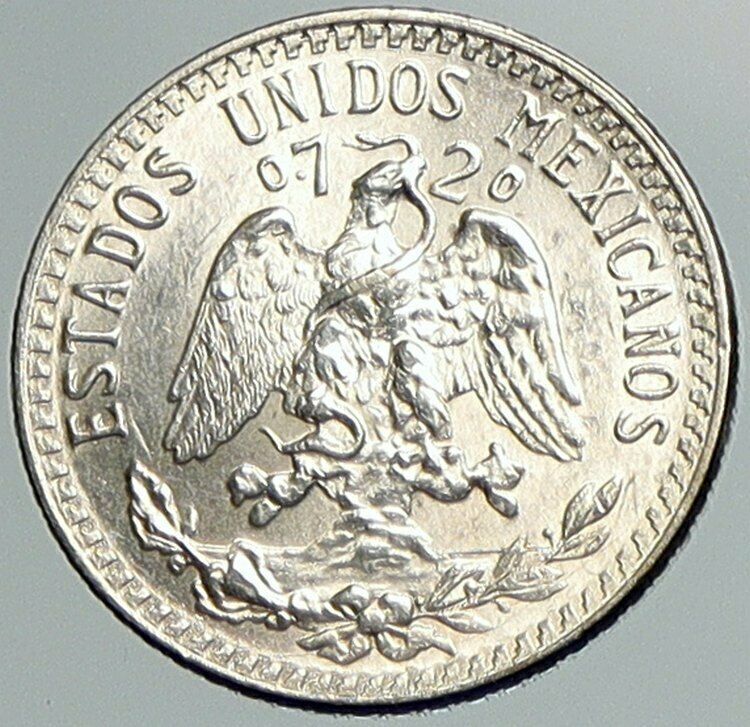 1943 MEXICO Pythagorian Cap of LIBERTY Antique 20 Centavos Silver Coin i108005