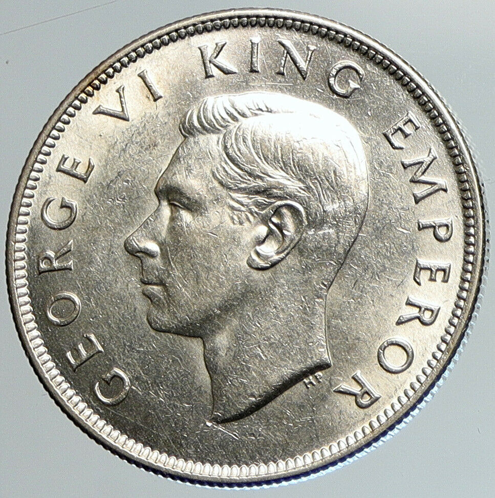 1945 NEW ZEALAND UK King George VI OLD Silver 1/2 Half Crown Coin Shield i108040