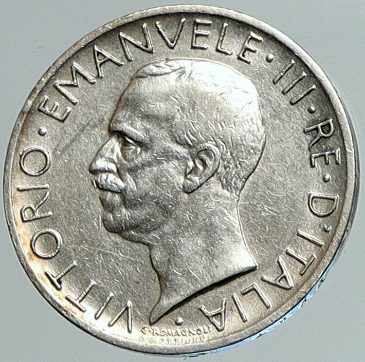 1928R ITALY King Victor Emmanuel III Silver 5 Lire Italian Coin EAGLE i108046