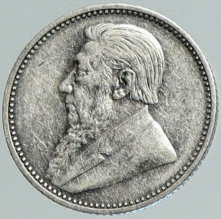 1897 SOUTH AFRICA President Kruger SPRINGBOK Deer Silver Sixpence Coin i108045