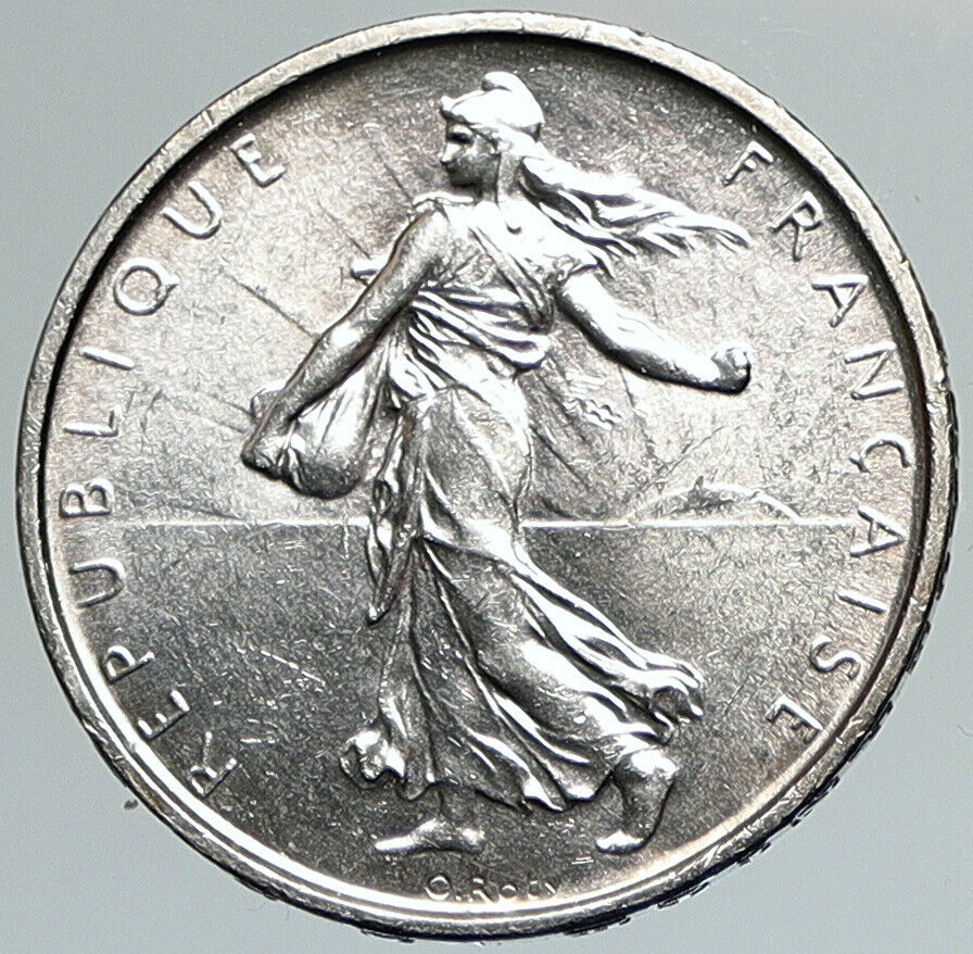 1965 FRANCE French LARGE w La Semeuse SOWER WOMAN Silver 5 Francs Coin i108025