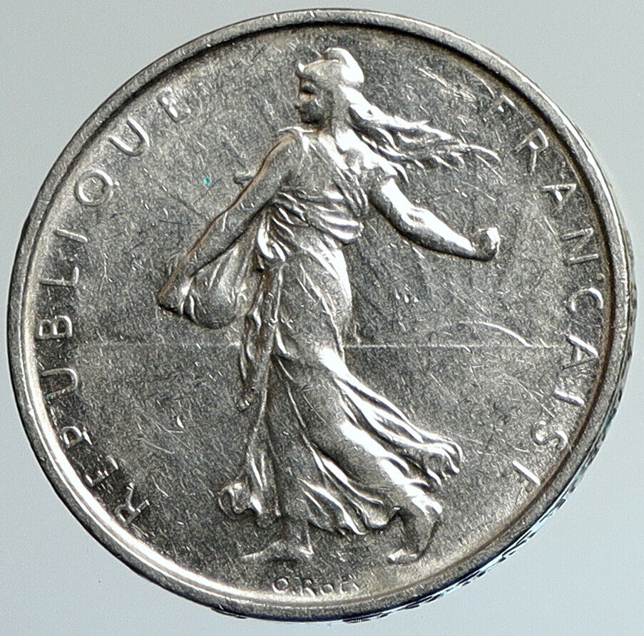 1961 FRANCE La Semeuse French SOWER WOMAN Old LARGE Silver 5 Francs Coin i108036