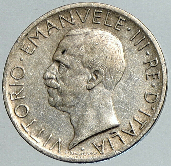 1927 R ITALY King Victor Emmanuel III Silver 5 Lire Italian Coin EAGLE i108047