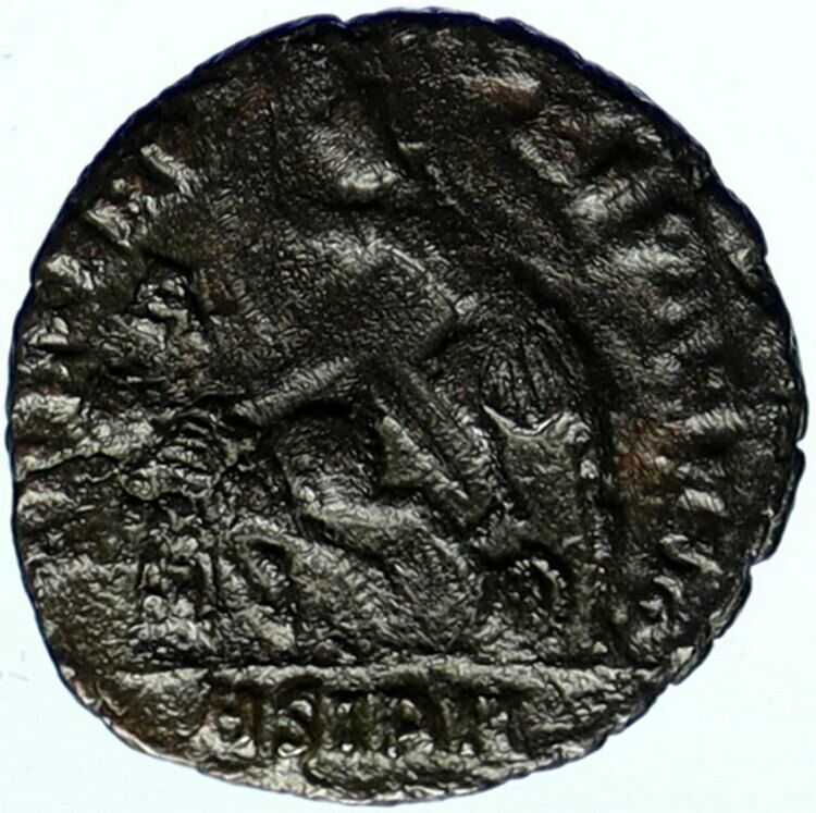 CONSTANTIUS II Authentic Ancient Roman Coin GLADIATOR WAR BATTLE SCENE i103853