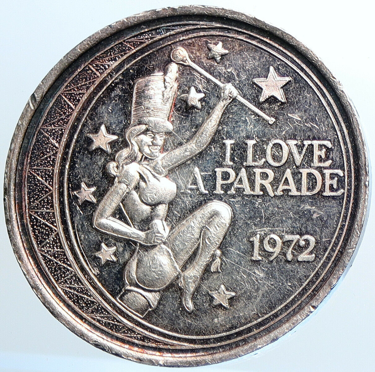 1972 USA US New Orleans I LOVE A PARADE - Juno MARDI GRAS Silver Medal i108499