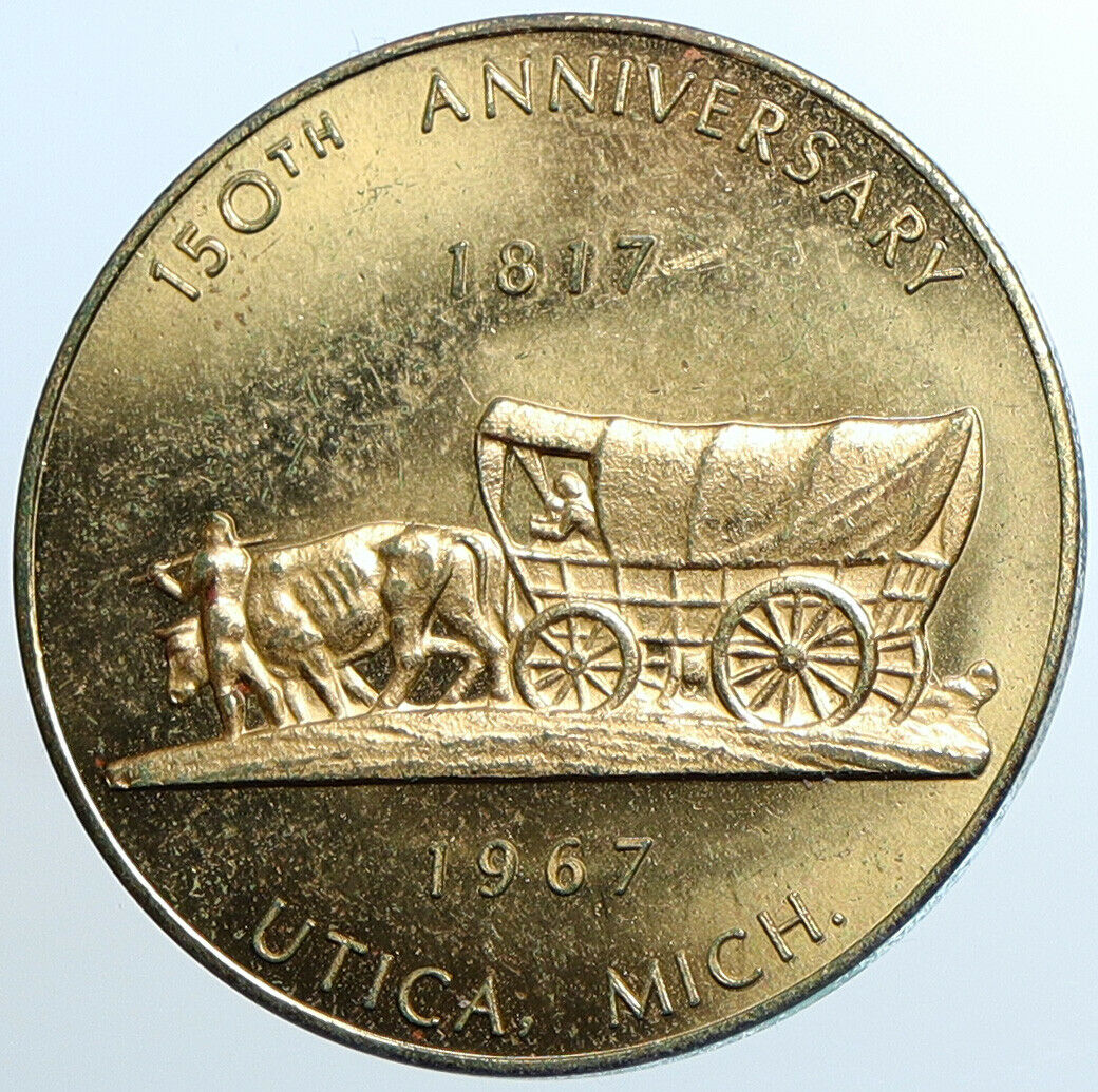 1967 USA Michigan Covered Wagon VINTAGE So-Called Half 1/2 Dollar Medal i108491