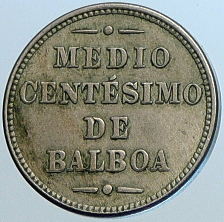 1907 PANAMA CONQUISTADOR BALBOA Authentic OLD Antique 1/2 Centesimo Coin i108489