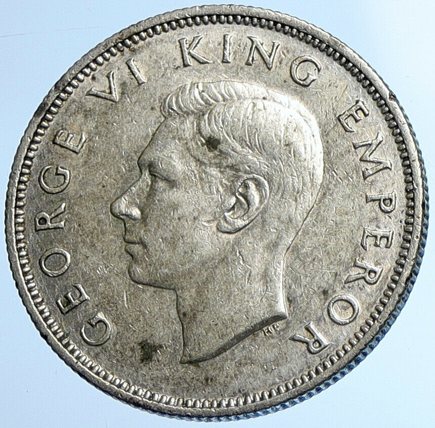 1941 NEW ZEALAND under UK King George VI Silver Florin Coin w KIWI BIRD i108438