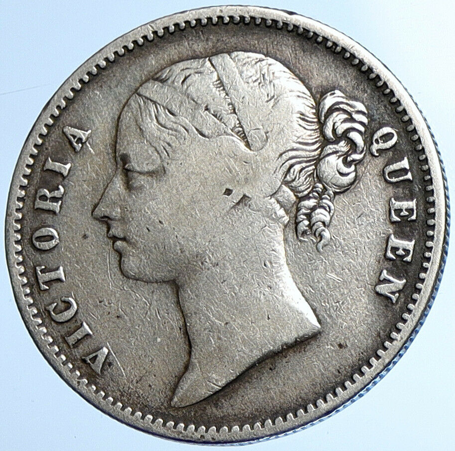 1840 BRITISH INDIA UK COLONY Queen Victoria Vintage Silver RUPEE Coin i108415