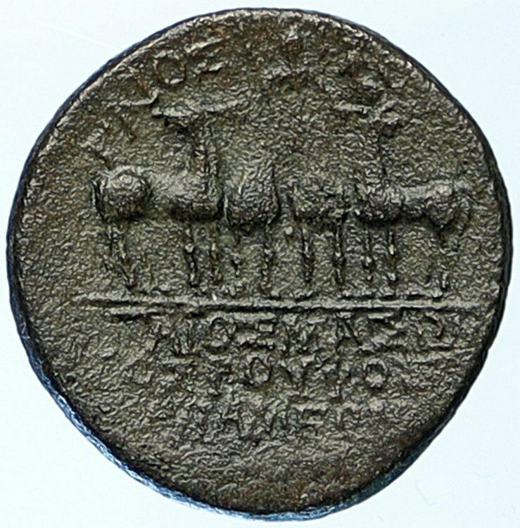 APAMEIA in PHRYGIA Ancient Roman Coin of Augustus CAESAR QUADRIGA HORSES i108873