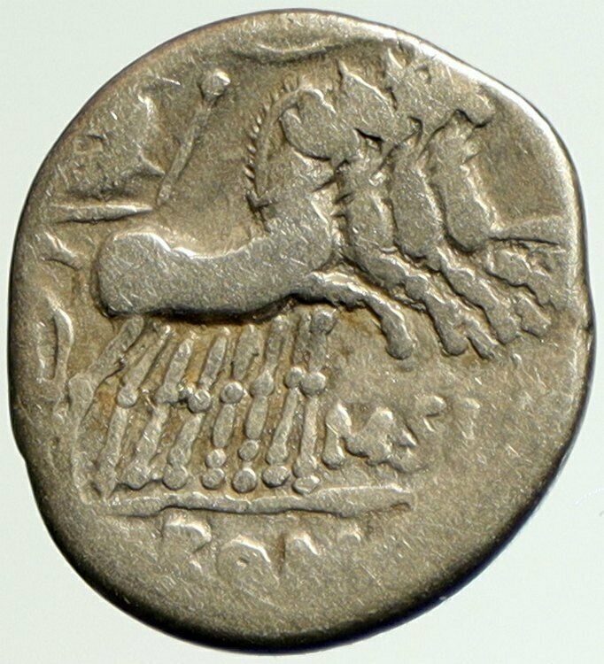 Roman Republic 116BC Ancient CURTIUS Silver Coin ZEUS Rides ROMA Horses i104401