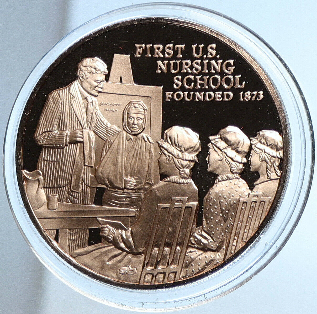 1973 USA United States FIRST NURSING SCHOOL CENTENNIAL LAMP Proof Medal i109074