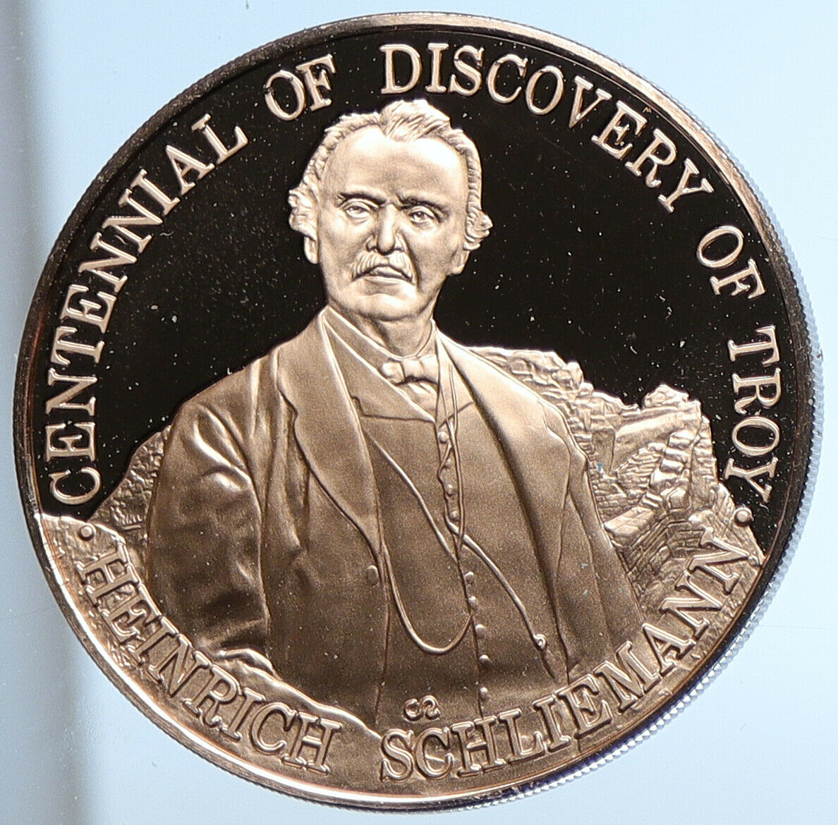 1973 USA United States HEINRICH SCHLIEMANN Discovery of TROY Proof Medal i109078