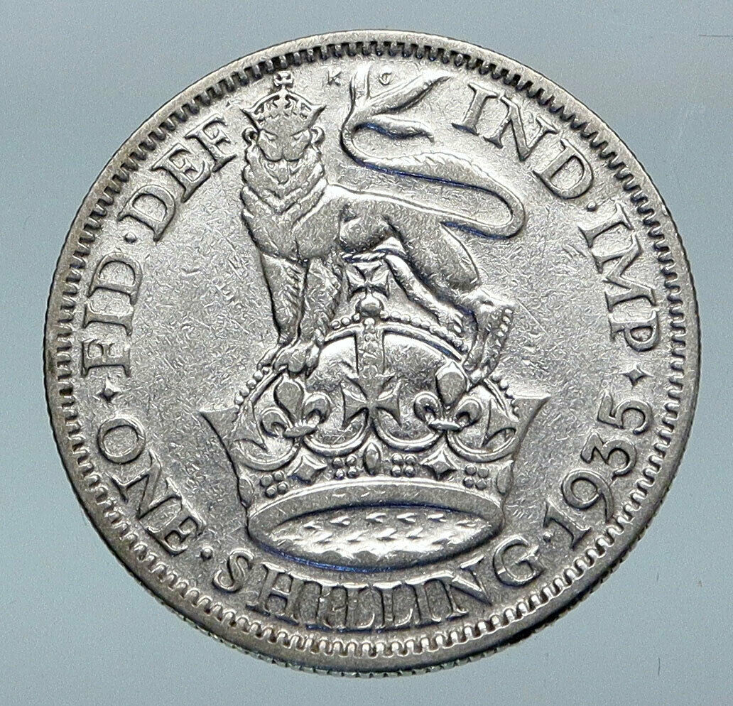 1935 United Kingdom UK Great Britain GEORGE V Lion Silver Shilling Coin i85212