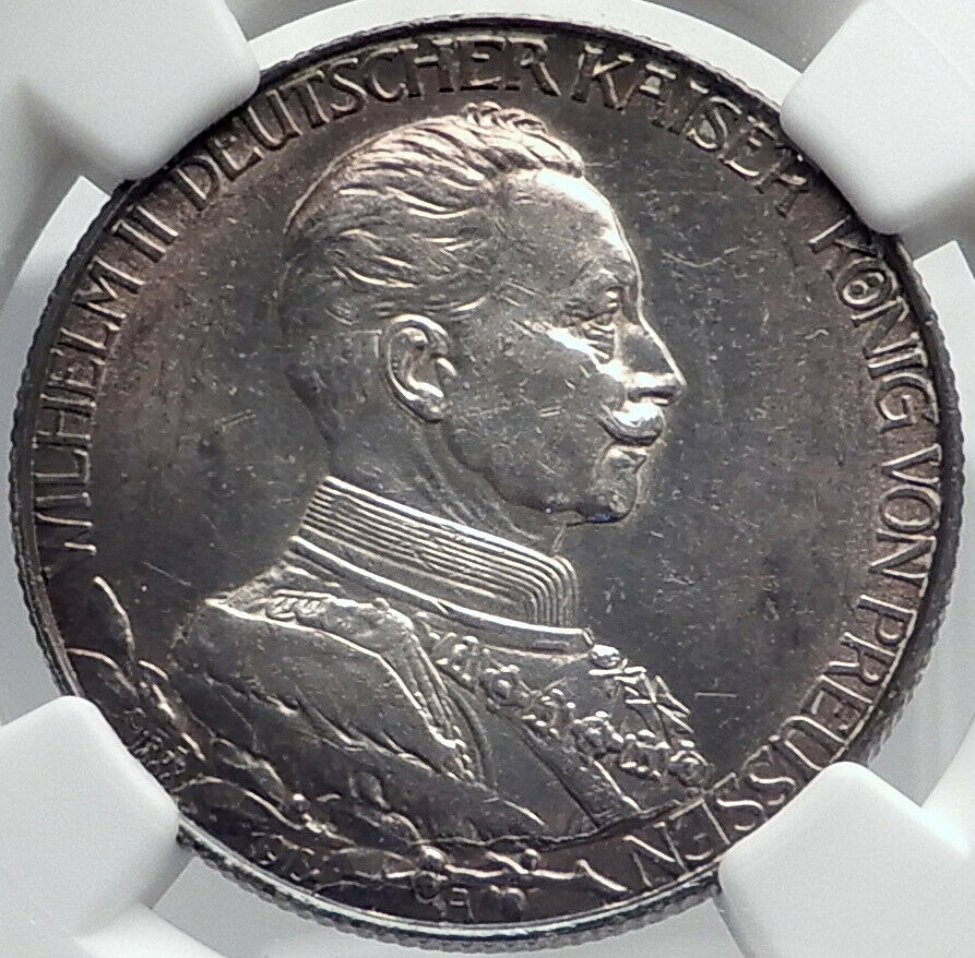 1913 PRUSSIA KINGDOM Germany WILHELM II Silver 2 Mark German Coin NGC i81949