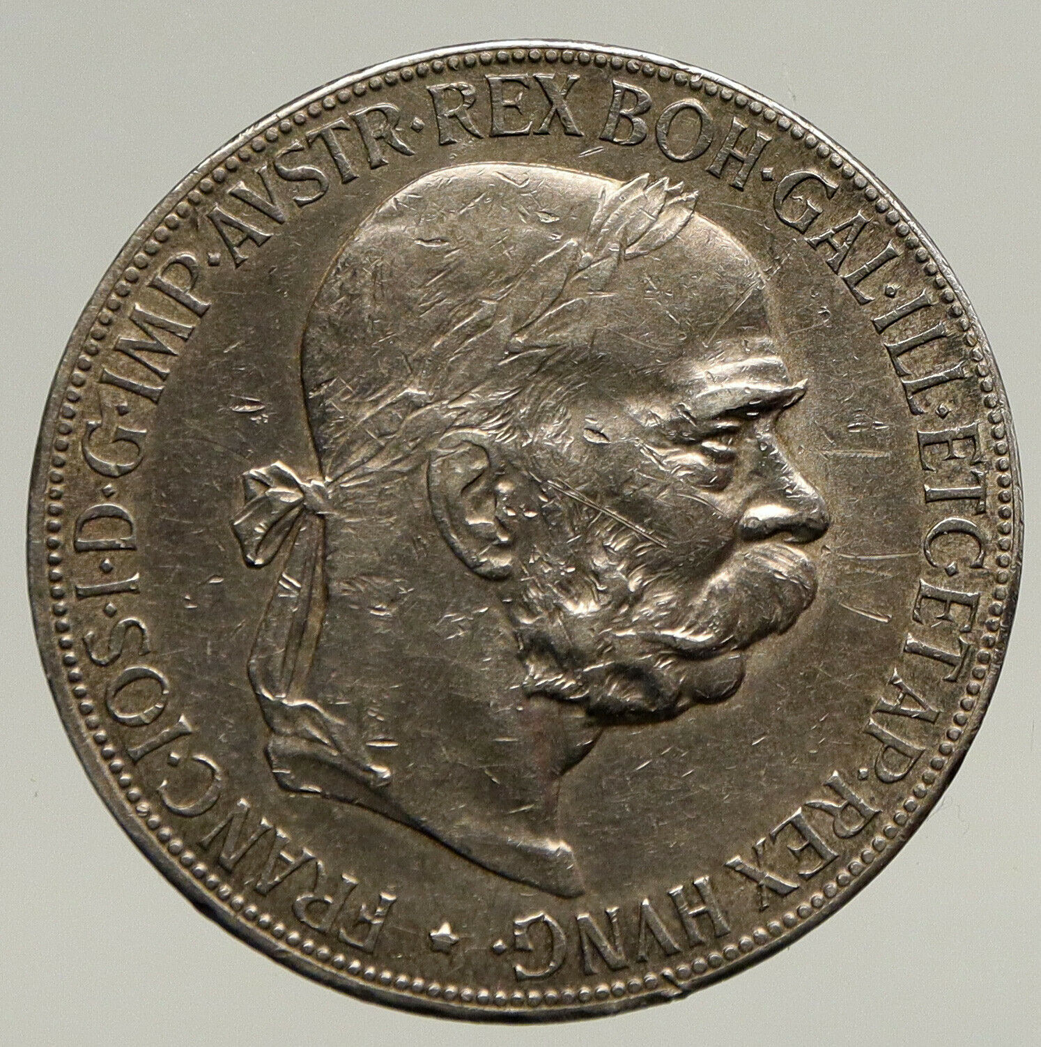 1907 AUSTRIA FRANZ JOSEPH I w Eagles Antique Silver Vintage 5 Corona Coin i93449