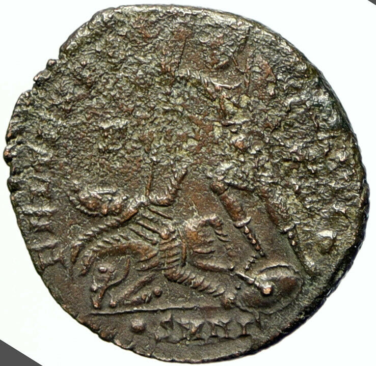 CONSTANTIUS II 351AD Nicomedia Ancient Roman Coin WAR HORSEMAN SPEARED i104988