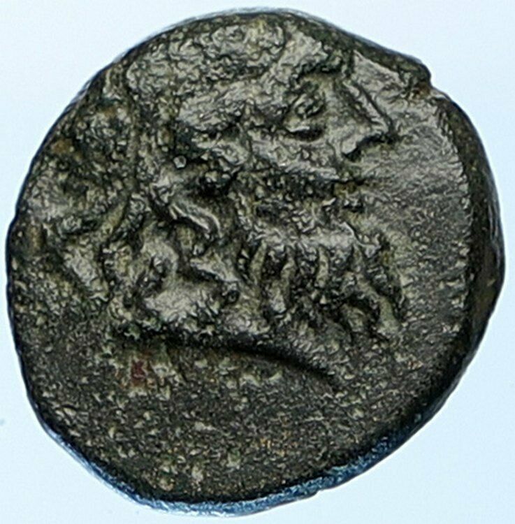 HALIKARNASSOS in CARIA Authentic Ancient 150BC RARE Greek Coin POSEIDON i108889