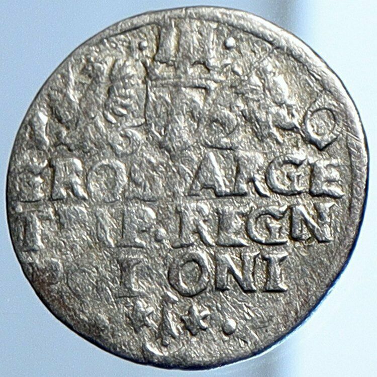 1618-24 POLAND King Sigismund III Authentic Silver Trojak 3 Grosze Coin i108897