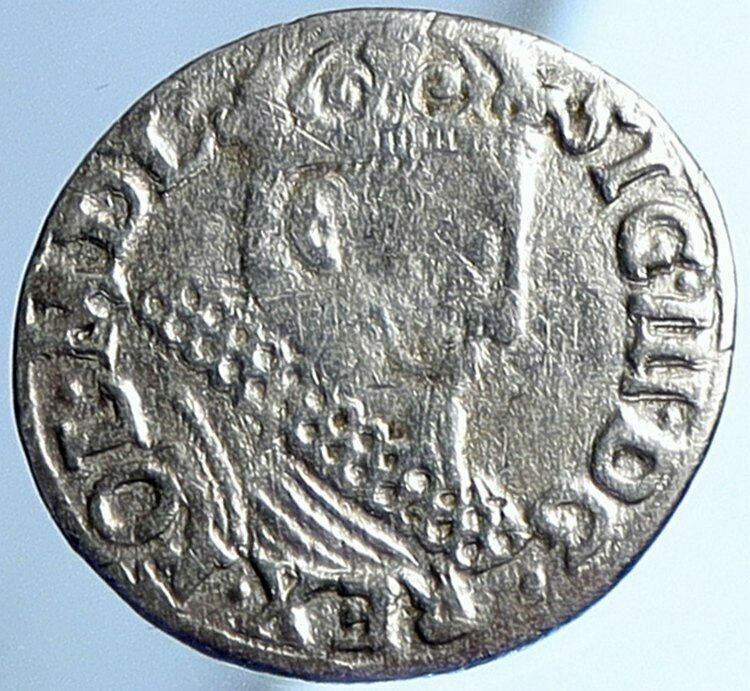 1618-24 POLAND King Sigismund III Authentic Silver Trojak 3 Grosze Coin i108897